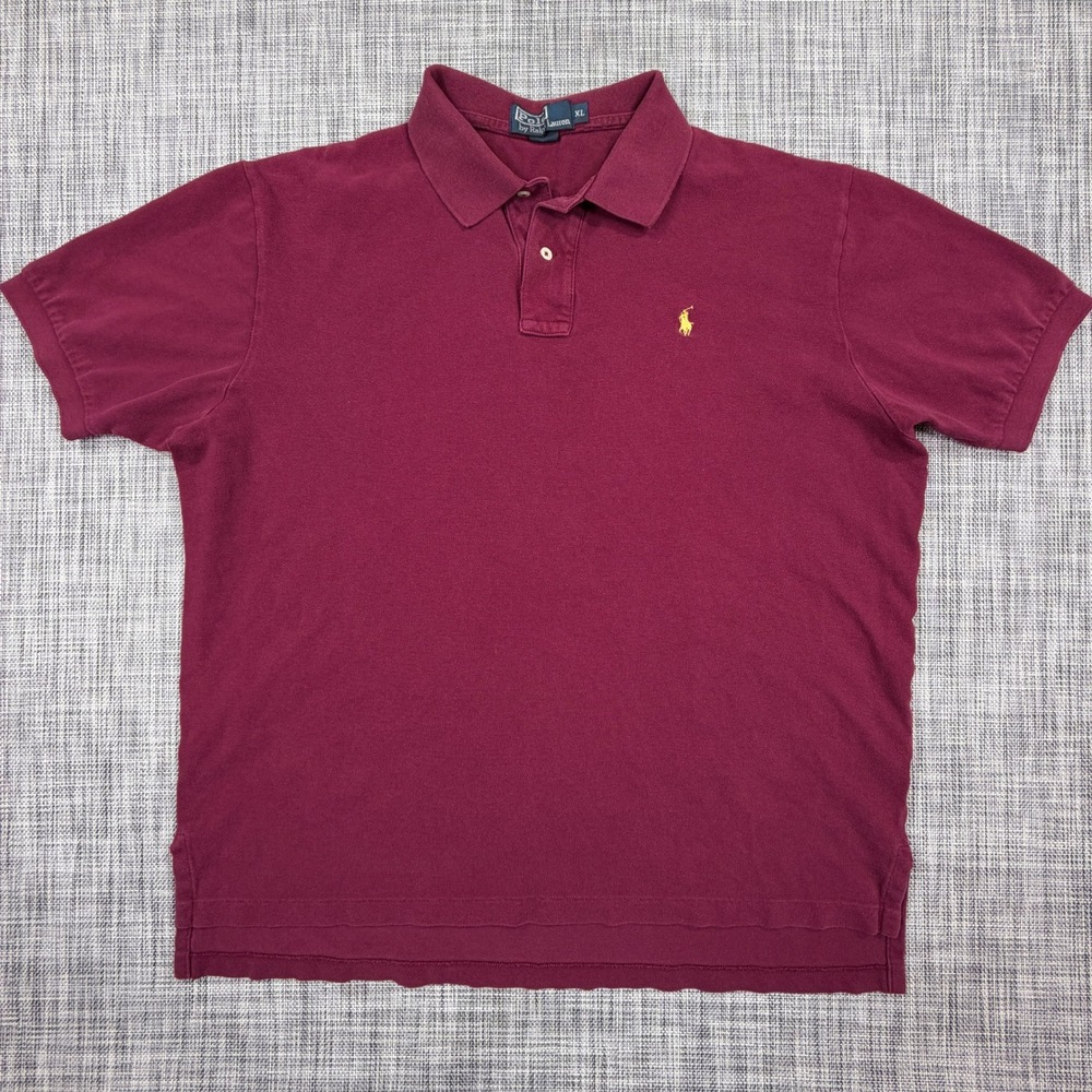 Polo Ralph Lauren Mens XL Burgundy Cotton Pique Polo Shirt Short Sleeve Pony